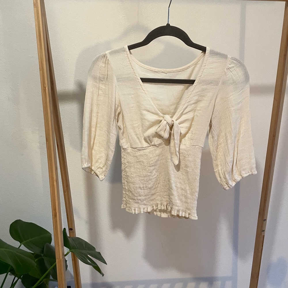 Long Sleeve, Ivory Blouse
